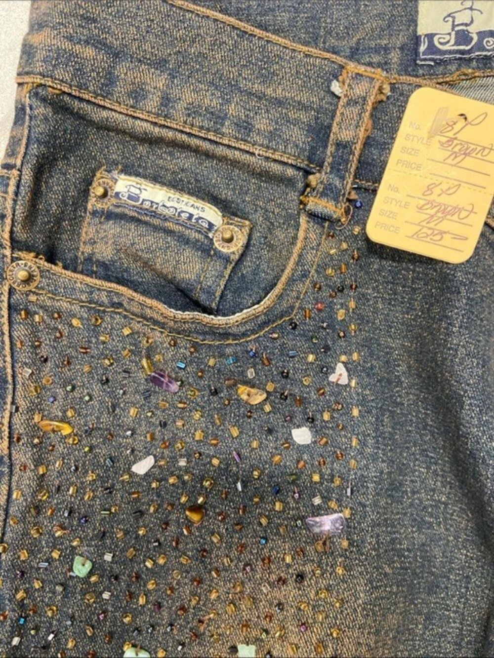 Borboleta Best Jeans Rhinestone Seaglass Flare Jeans Women’s M NWT Y2K Bling - Picture 6 of 8